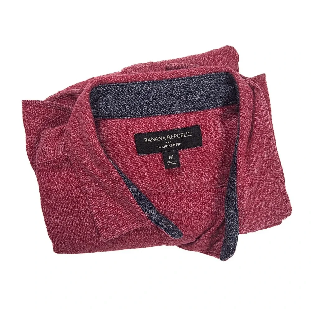 Banana Republic Standard Fit Red Chest Pocket Button Up S/S Shirt Men's Size M‎